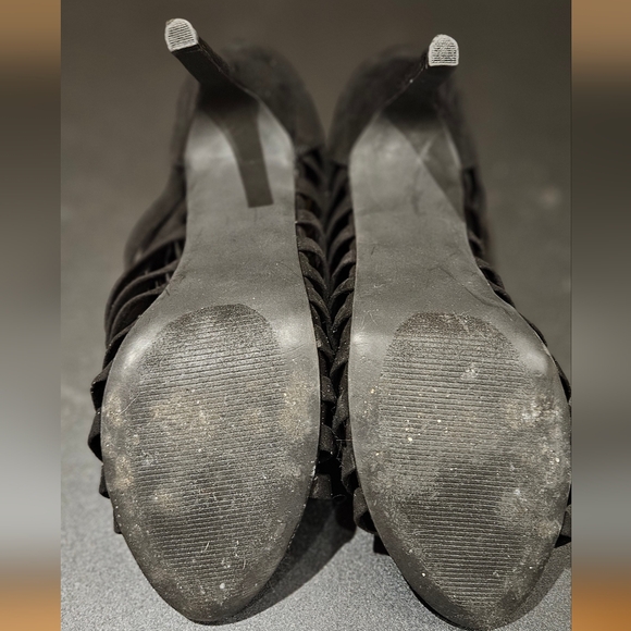 Fergalicious “Tinker” Black Strappy Stiletto Heels - Picture 6 of 10